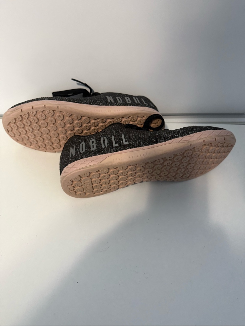 NOBULL Women’s Black Knit Trainers with Blush Soles